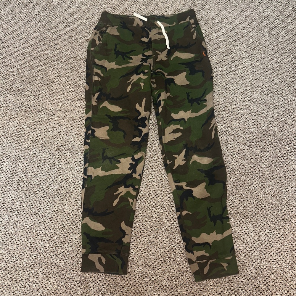 Polo Ralph Lauren Boys Camo‎ Fleece Joggers Green Camouflage Pony Size L14-16